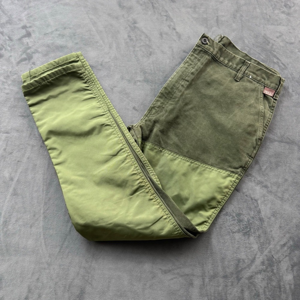 Vintage Walls Hunting Pants Olive Green Canvas Brush Guard USA Made 42 Medium